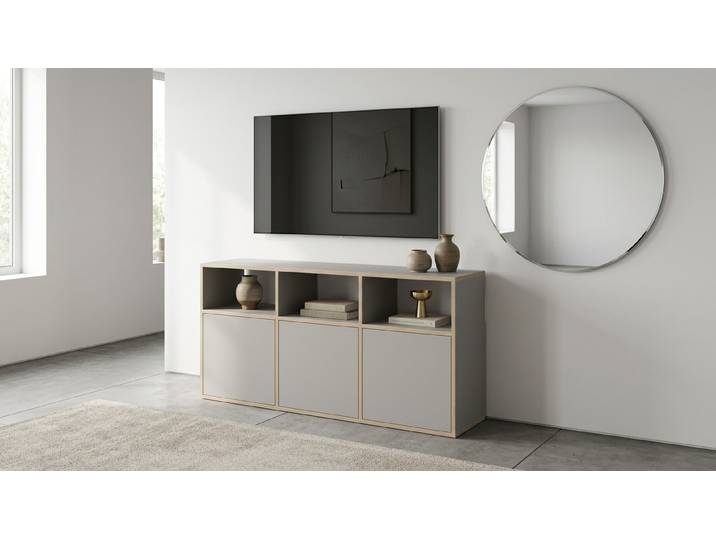 Multiplex Sideboard - Kommode mit vielen Optionen Premium Dekore Grau Multiplex Kante