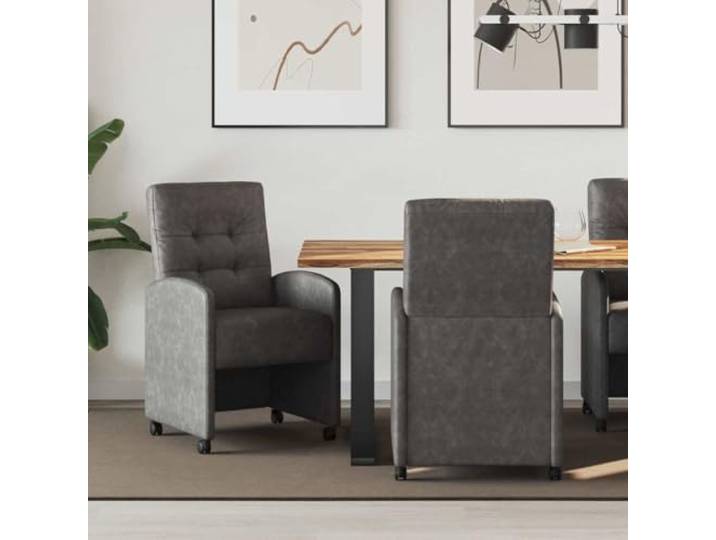 KGHFDVB Esszimmerstühle mit Rollen 2 STK Kunstleder Schwarz Stahlrahmen Stahlrahmen, Sperrholz, Schaumstoffpolsterung, ergonomische Rückenlehne, Indoor, Montage zu zweit