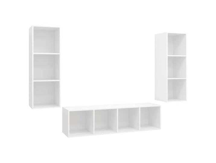 Roanoer 3-TLG. TV-Schrank-Set Wandmontage Weiß Holzwerkstoff Hängeschrank Platzsparende Hängeelemente für Wohnzimmer und Flur bieten viel Stauraum sowie einfache Pflege mit feuchtem Tuch.