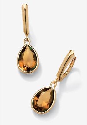 Gold over Sterling Silver Drop EarringsPear Cut Simulated Birthstones by PalmBeach Jewelry in November