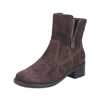 Stiefelette RIEKER "Rieker Stiefelette Veloursleder", Damen, Gr. 40, Textil, nougat, Veloursleder, Schuhe Stiefelette