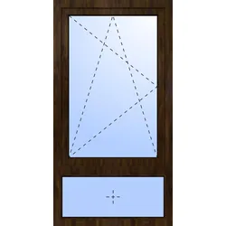 Kunststoff Fenster mit Unterlicht FINN Dreh-Kipp 2-fach Verglasung Nussbaum holzähnlich innen öffnend DIN rechts