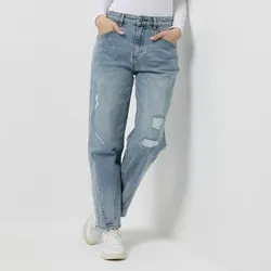 DINE 'N' DANCE Jeanshose Boyfriend-Style Farbspritzer konisches Bein