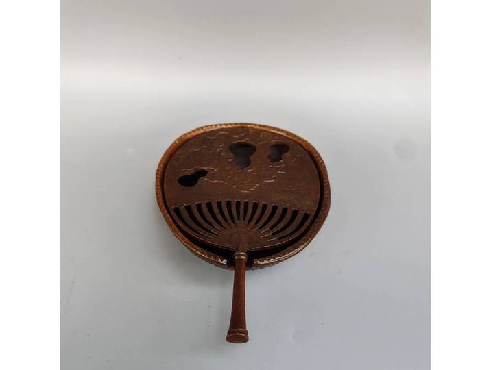 Brûleur d'encens en éventail de collection d'articles en vieux bronze de Chine Antique