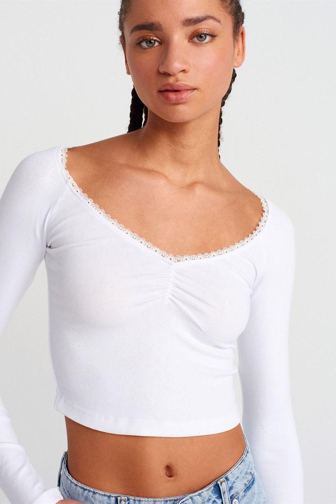 Dames Geribbelde Cropped T-Shirt