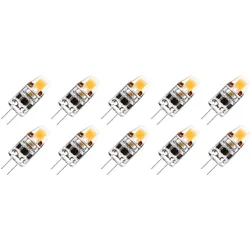 Lighto | LED-Glühbirne | G4-Fassung | Glühbirne zum Einstecken | Klar | 10mm | 1W | 10 Stück | 12V