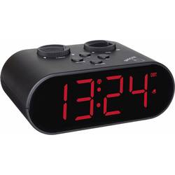TFA Dostmann 60.2551.01 Funk Wecker Schwarz Alarmzeiten 1 USB Anschluss, Großes Display