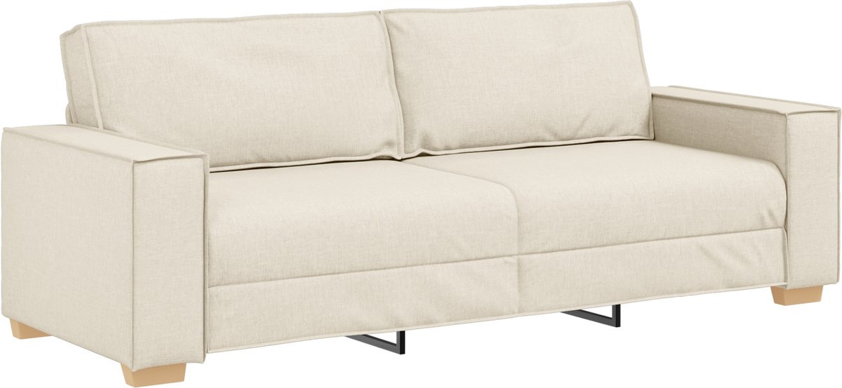 vidaXL Moderne 3-Zits Sofa in Beige Linnenmix - Breedte: 220 cm