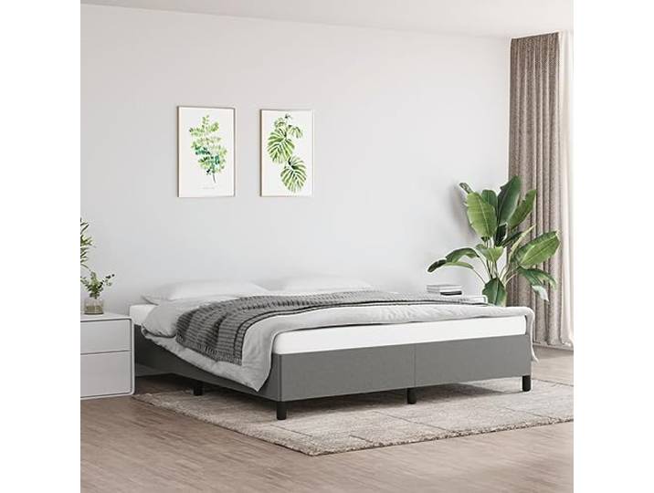 WDGJJFECNMUEHI Strapazierfähiger Stoff Stabil Schlafzimmer 180x200 cm Grau Bettgestell ohne Matratze Dunkelgrau 180x200 cm Stoff Bettrahmen mit Kopfteil Stabil Holz Lattenrost