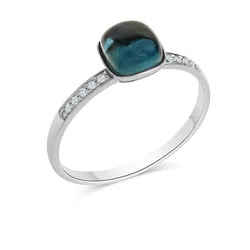 Diamonds by Ellen K. Ring 585 Gold Blautopas Diamant 0,054ct.