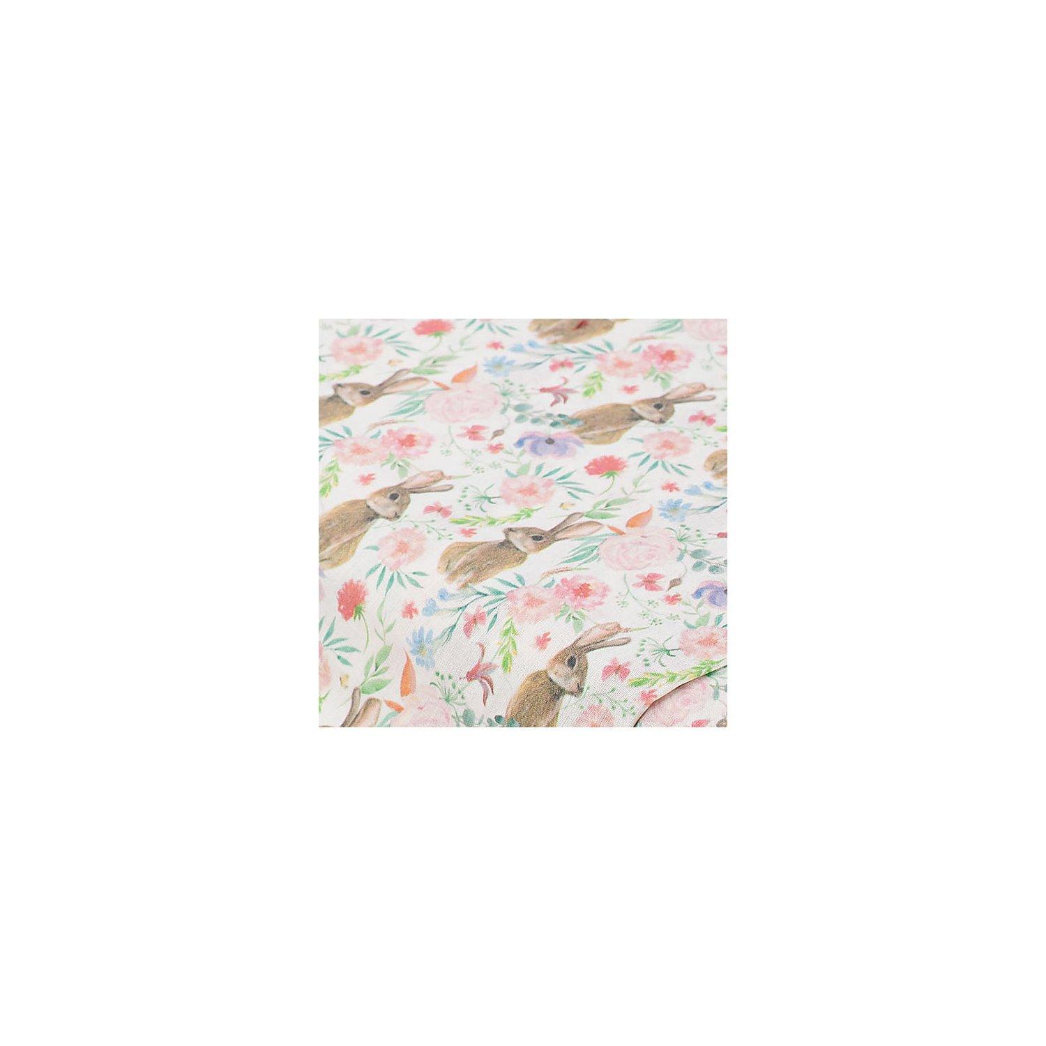 Baumwollstoff "Hase in Blumenwiese", bunt
