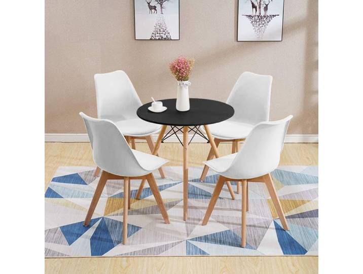 JEOBEST Table à manger seule - petite table - pour 2-4 personnes - ronde - noir - style scandinave - 70*72cm (diamètre * hauteur)