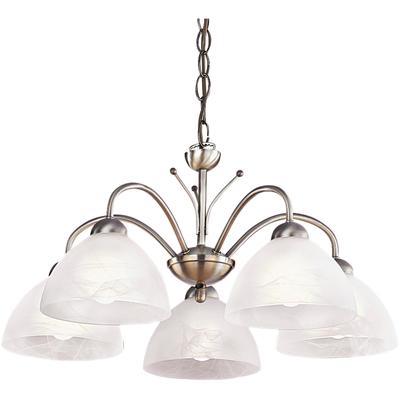 SEARCHLIGHT Pendelleuchte "Milanese 5Lt Pendelleuchte - Antikes Messing und Alabasterglas", silber (antik, messingfarben), H: 25cm, 1 Stk., Leuchten, Pendelleuchte