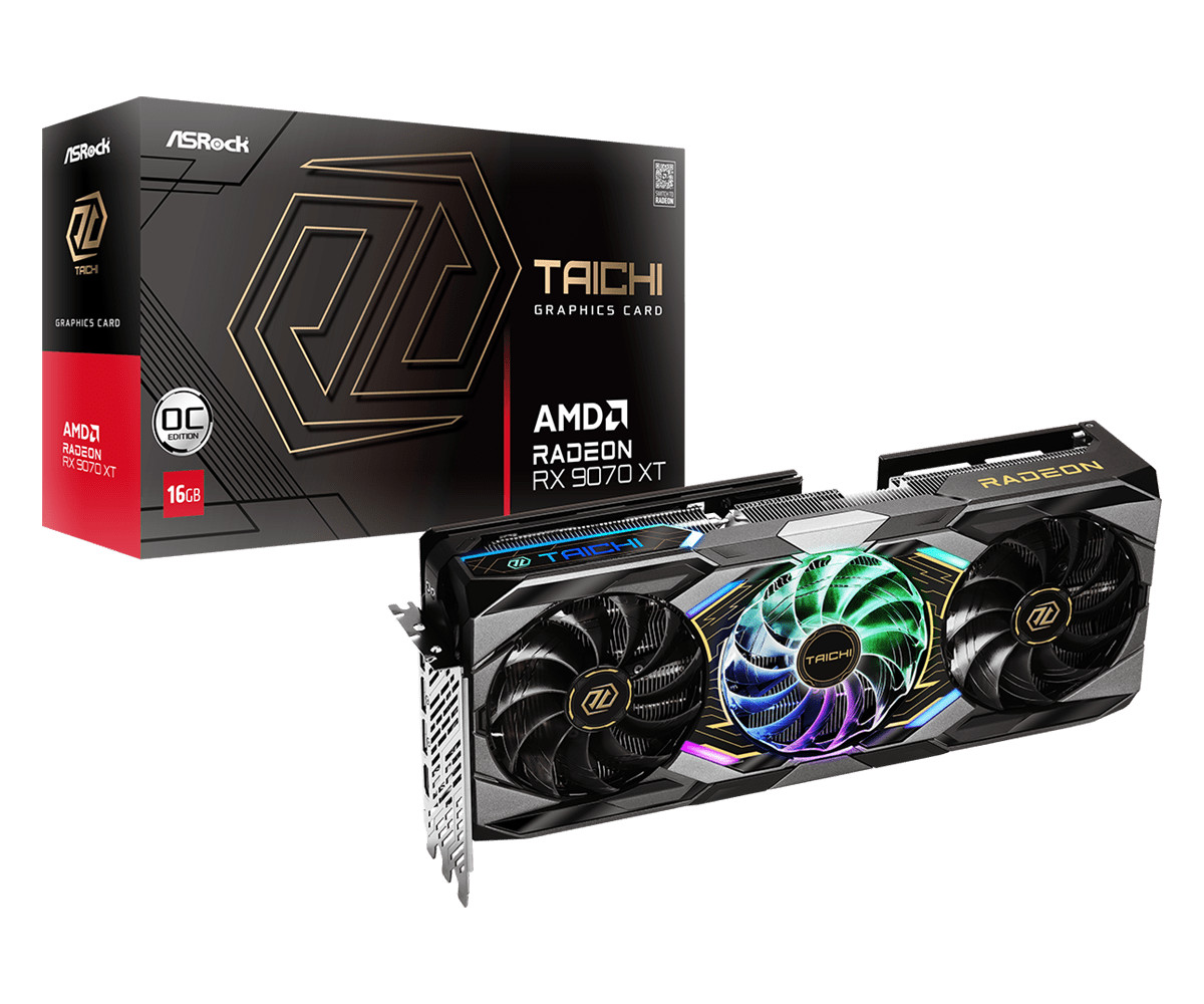 ASROCK Radeon RX 9070 XT Taichi OC Grafikkarte 16GB GDDR6 1x HDMI 3x DP