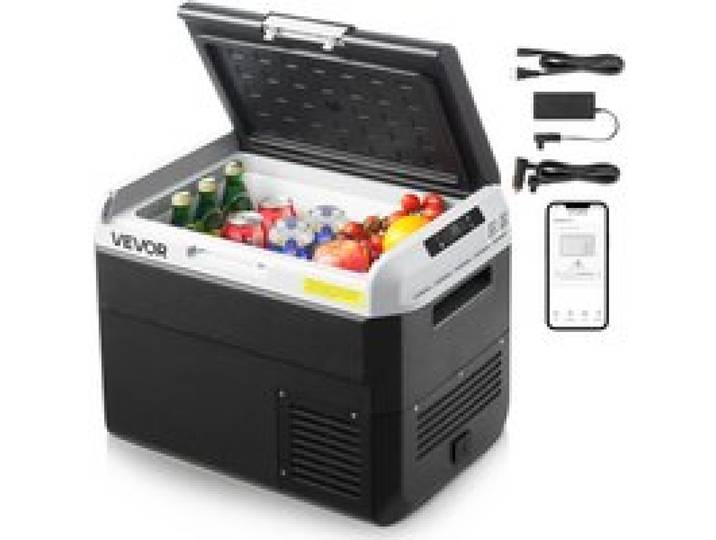 Glacière Électrique 30 L-VEVOR-Réfrigérateur Portable Voiture et Maison 12/24 V CC et 100-240 V CA pour Camping Voyage