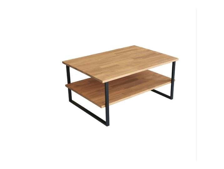 Table basse rectangulaire bois/métal double plateau