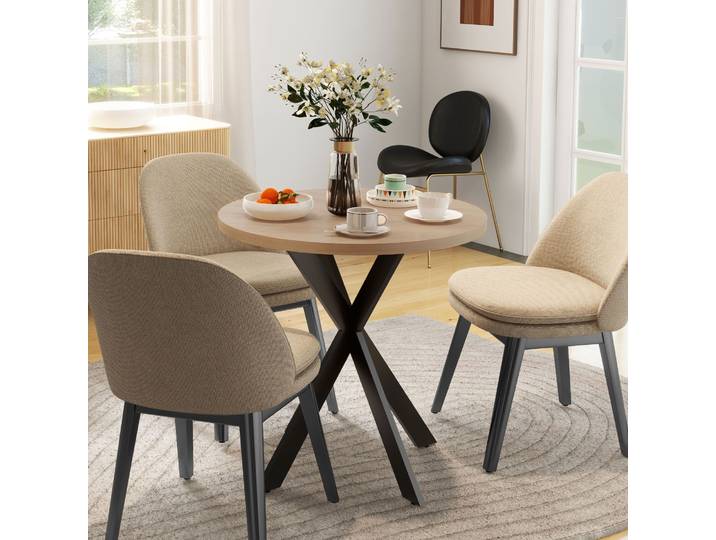HOMCOM Table Ronde 75x75cm Moderne Pied Étoile Brun