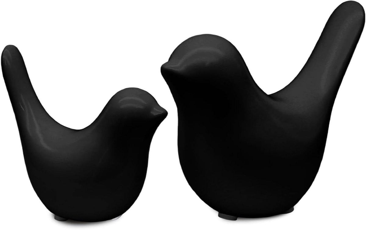 Decoratieve Keramiek Vogels met Glazuur - Zwart - Dierenbeelden voor Woonkamer Decoratie