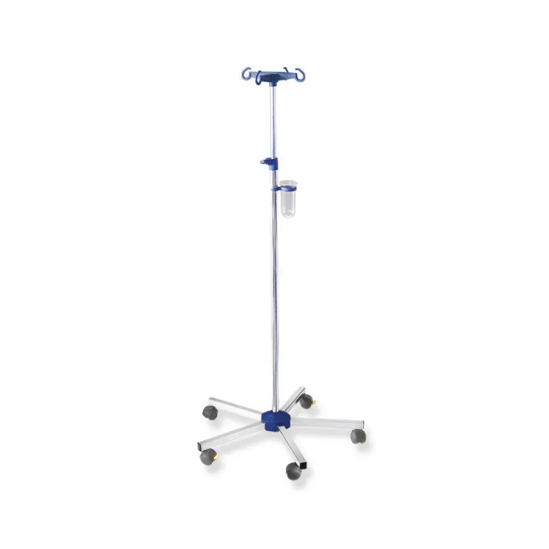 provita medical gmbh & co. kg Infusionsständer, Stahl verchromt, Kunststoff Fußkreuz blau, komplett mit Abtropfglas und Halter I4110007