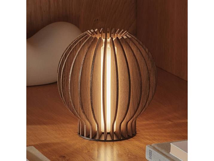 PLEASE WAIT to be SEATED Tischlampe Radiant, dimmbar, Holz dunkel, Holz, Modern