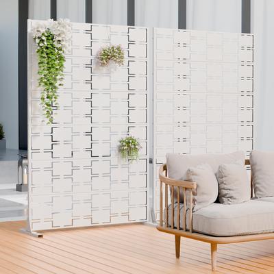 Lirago "2-Pack Outdoor Privacy Screen Metal Cutout Privacy Fence Panels Weather-Resistant Freestanding Dividers - 72""H x 94""W"