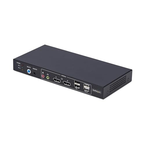 StarTech 2-Poorts Dual DisplayPort KVM-switch met Dual View-Videomatrix en 4K 60Hz ondersteuning