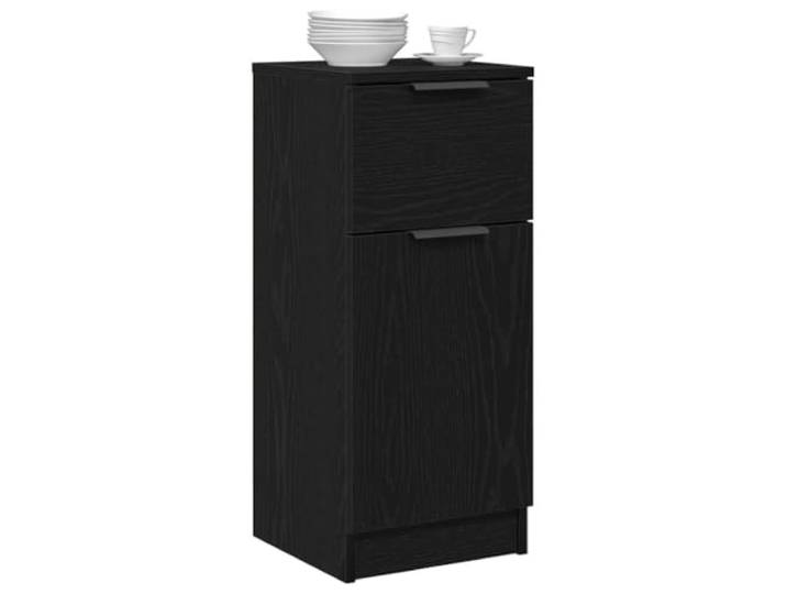vidaXL Dressoir 2 st Zwart Eiken 30 x 30 x 70 cm Bewerkt hout, hedendaagse sidetable, rechthoekige kast, sterke MDF eetkamermeubel voor voldoende leefruimte
