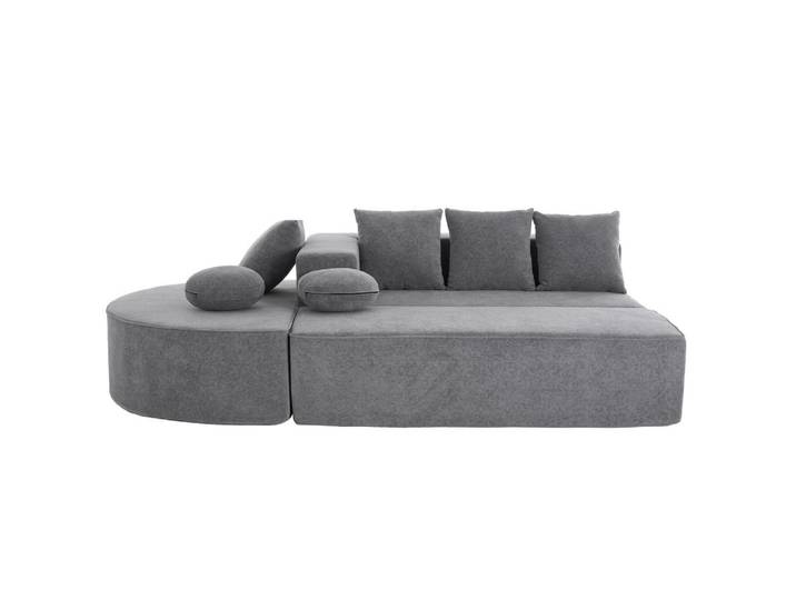 Wishdor Wohnlandschaft Chenille Grau mit Kissen, Rechteckig, 263x66x171 cm, Wohnzimmer, Sofas & Couches, Wohnlandschaften, Wohnlandschaften in U-Form
