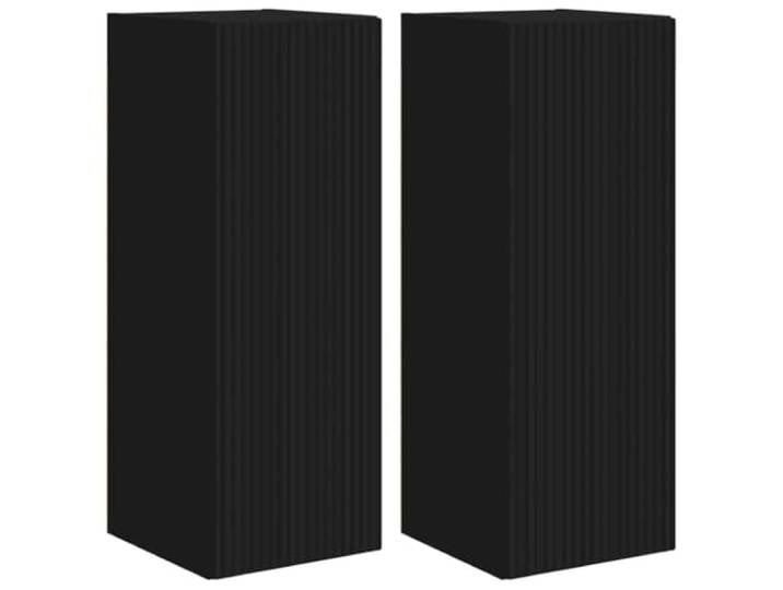 KTHLBRH TV-Schrank für die Wand, 2 Stück, schwarz, Holz, technisch 90° Scharniertüren, Innenregale, platzsparendes Design, minimalistischer Stil, feuchtes Reinigungstuch