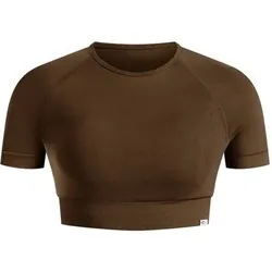 SMILODOX Crop Shirt Elna, Größe S in Braun Braun