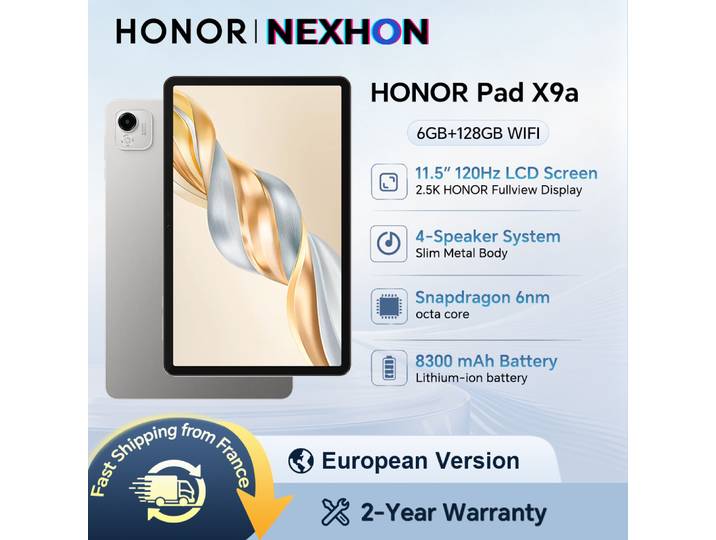 HONOR Pad X9a, version européenne WIFI, écran HONOR Fullview 11,5 pouces 120 Hz 2,5K, 6 Go + 128 Go, corps métallique fin, tablette Android HONOR