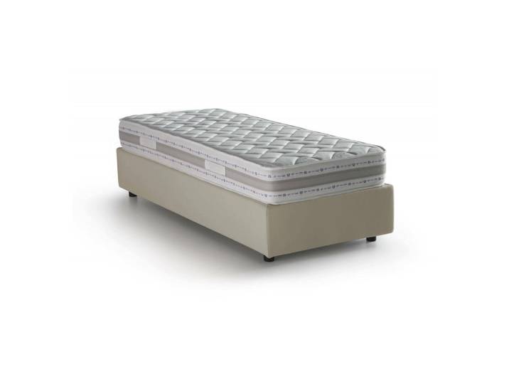 Lit simple en tissu beige 80x190 cm