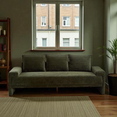 Fundinbaths "84.5"" Modern Velvet Upholstered Sofa, 3-Seater Couch with Durable Wooden Frame for Living Room & Apartments"
