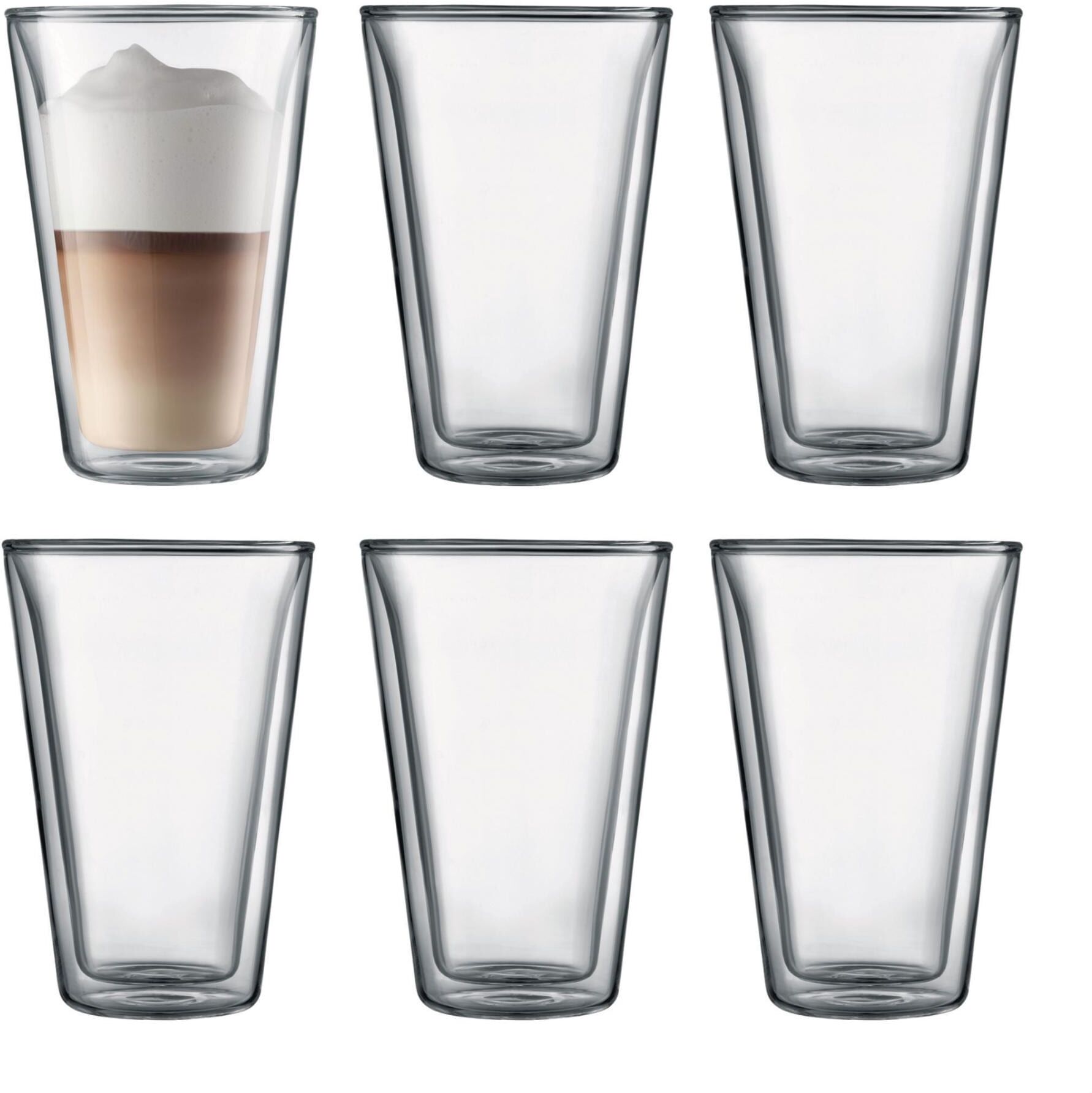 Glas BODUM "Macchiato-Glas Canteen", transparent, H:14cm, Glas, Trinkgefässe, Glas transparent 14cm, 400ml, 6 Stk.