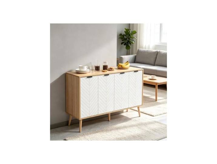 Buffet bas - WESTYLE - Style Scandinave - 120x35x77 4 cm - 4 portes - Étagères réglables