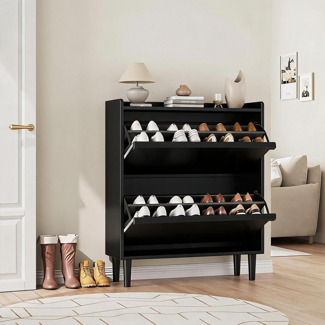 Bay Isle Home 30 Pair Flip Down Shoe Storage Black 30