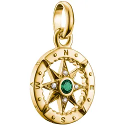 Thomas Sabo CC1261-M01-6 Anhänger Kompass Goldfarben mit Grünem Stein