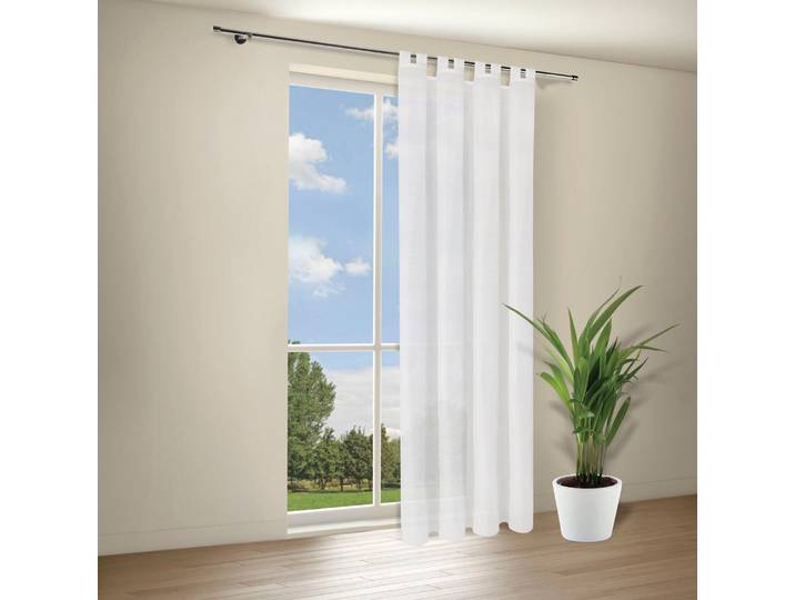 Gardine GERSTER Maia Gr. 1, weiss (weiß), B:140cm H:245cm, Wirkware, Polyester, Gardinen, Gardine, Schlaufenschal Maia uni
