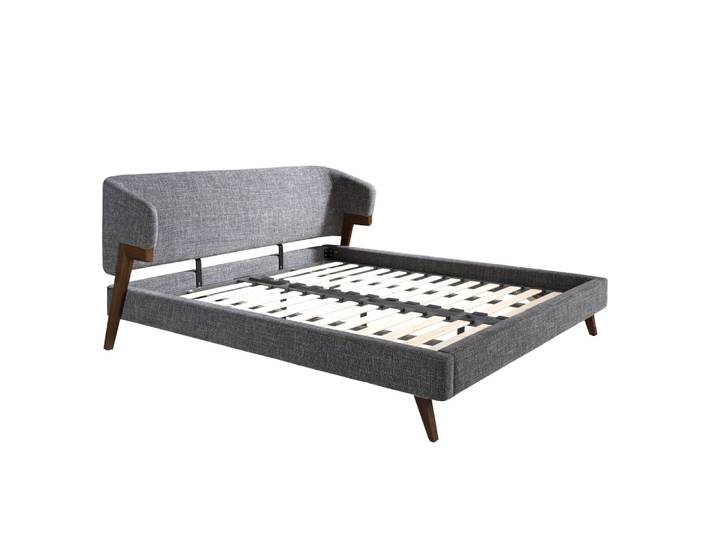 Lit double élégant en tissu gris