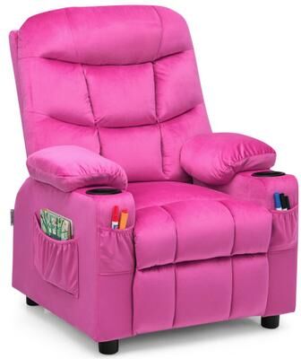 Costway Kids Recliner Chair with Cup Holder and Footrest for Children-Pink