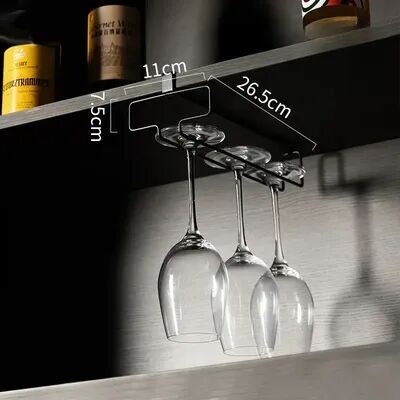 PRiME Punch Free Under Cabinet Wine Glass Holder Space Saving Stemware Rack black