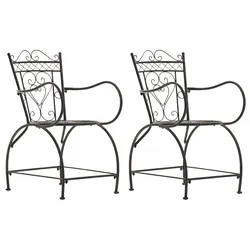 CLP 2er Set Stühle Sheela I Gartenstühle Aus Metall I Metallstuhl Mit Armlehnen Im Jugendstil