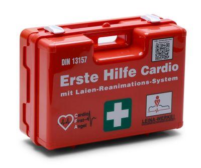 Leina-Werke SAN CARDIO Erste-Hilfe-Koffer orange, DIN 13157, ABS, Cardio First Angel, PRIMUS, Wandhalterung, 310x130x210 mm