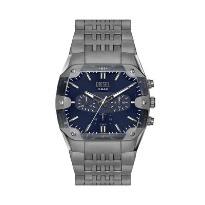 Chronograph DIESEL "Spiked Cushion", silber (anthrazit), Armbanduhren, Herren, Chronograph, Quarzuhr, Armbanduhr, Edelstahlarmband, analog, Stoppfunktion