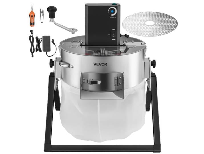 Vevor Effeuilleuse Electrique Manuel 37 Cm Coupe-bourgeons Lame Acier Inox\, Coupe Hydroponique Humide Seche Avec Couvercle Transparent\, Sac Collecte\, Pour Bourgeons Fleurs Feuilles\, Herbes Aromatiques