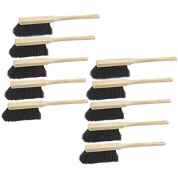 Novaliv 10x Hochwertiger Langstiel Handfeger 45 cm mit Holzgriff feine Kunstborste Effektive, Reinigungsutensil, Braun