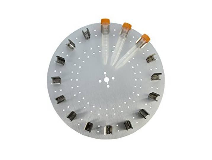 sunLab Aluminium Zentrifugenröhrchen Teller mit 16 Klammern für 15 mL Röhrchen