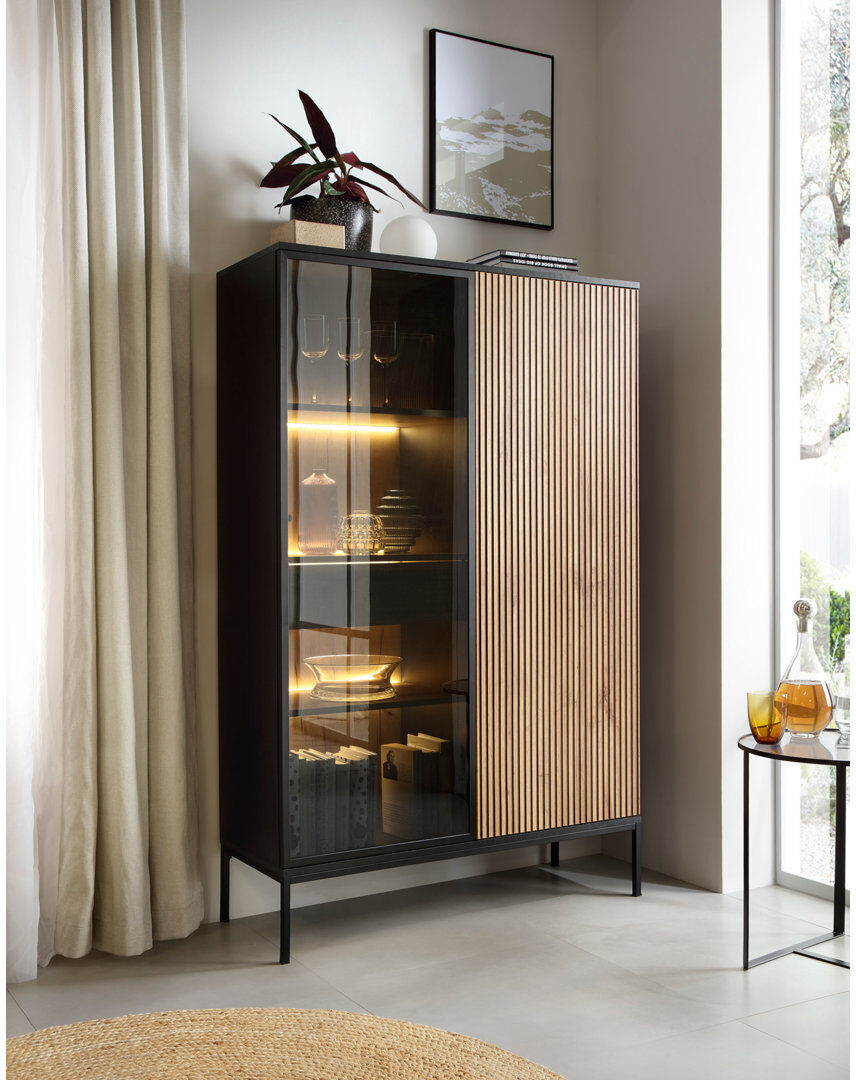 Metro Cornellius 104 cm W Display Cabinet Black 166cm H X 104cm W X 39cm D