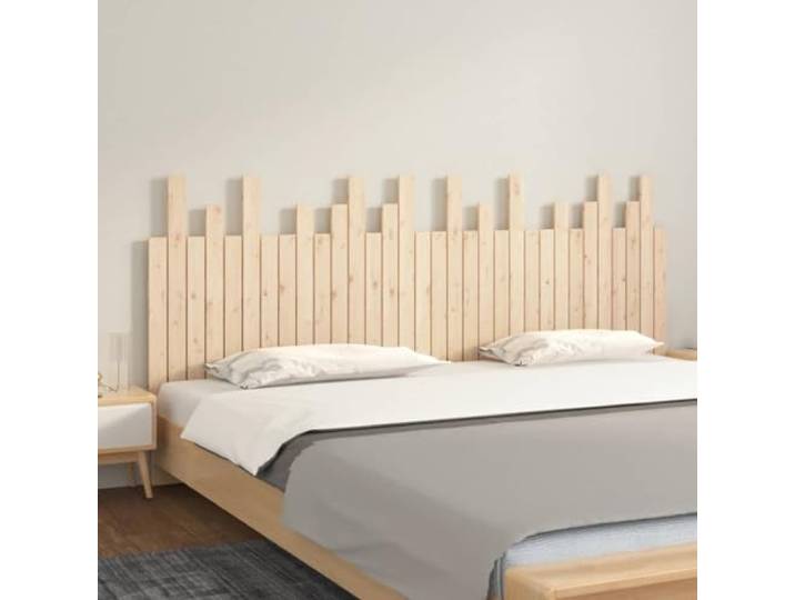 Holzbett Kopfteil 204x3x80 cm aus massivem Kiefernholz, an der Wand montiert, bietet hervorragende Rückenstütze beim Lesen.