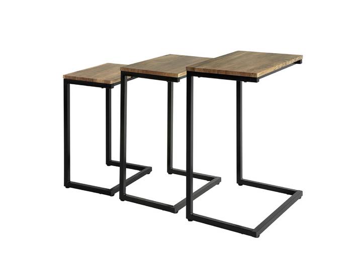 Ensemble de trois tables basses à cadre en métal noir